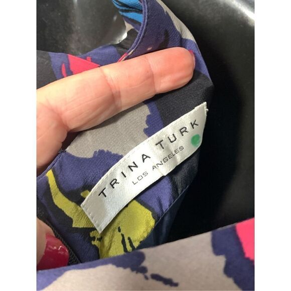 Trina Turk Women's Abstract Floral Silk Lined Sleeveless Dress Multicolor Small - Picture 6 of 8